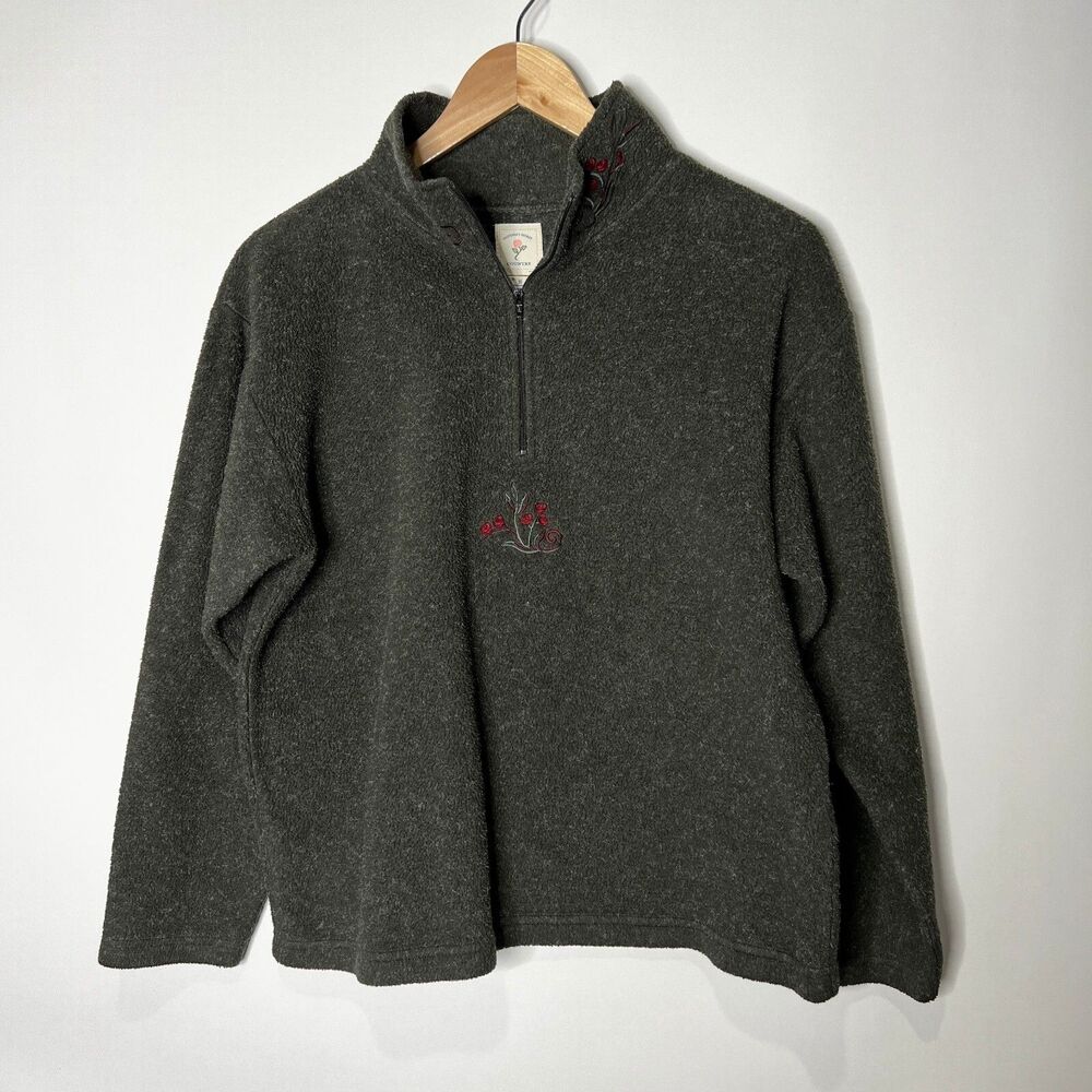 Victoria’s Secret Country Fleece Pullover 1/4 Zip Embroidered Womens Small